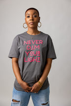 Never Dim Your Light Graphic T-shirt (gray)